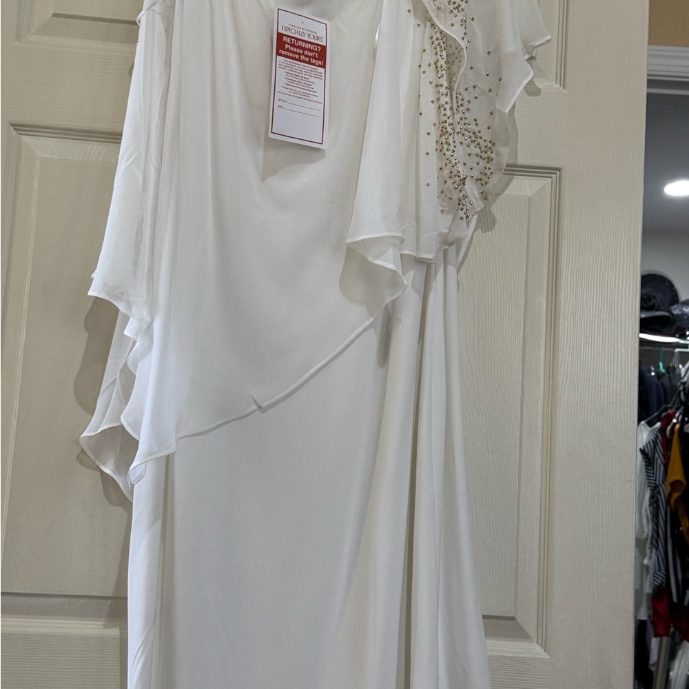 Especially Yours White Dress Size 20 Plus Size Elegant Beaded Formal - NEW